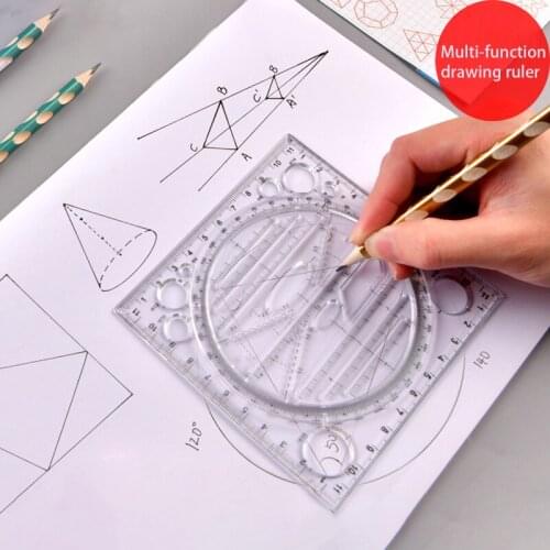 Multifunction Ruler Creative Rotatabled Ruler Transparent Portable Plastic Geometric Ruler for School Exam Office Supplies Gift