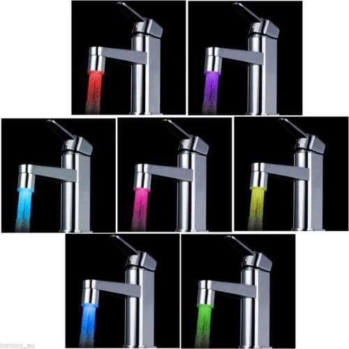 Fashion LED Water Faucet Light 7 Colorful Changing Glow Shower Tap Head Kitchen Pressure Sensor For Kitchen Bathroom Accessories