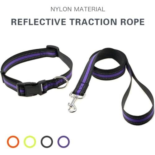 Reflective Dog Harness Leash Sets Adjustable Nylon Dogs Collar Night Outdoor Safety Pet Collar Traction Rope for Dogs Supplies