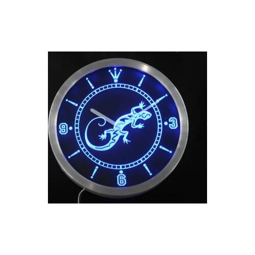 Nc0414 Gecko Lizard Display D?cor Bar Beer Neon Light Signs LED Wall Clock