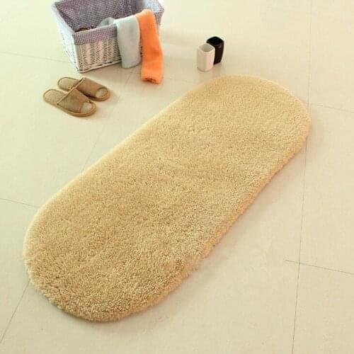 NiceRug Modern Soft Warm Shaggy Rug and Carpets Solid Khaki Oval Shower Bedroom Mat Non-slip Door Floor Carpet for Better