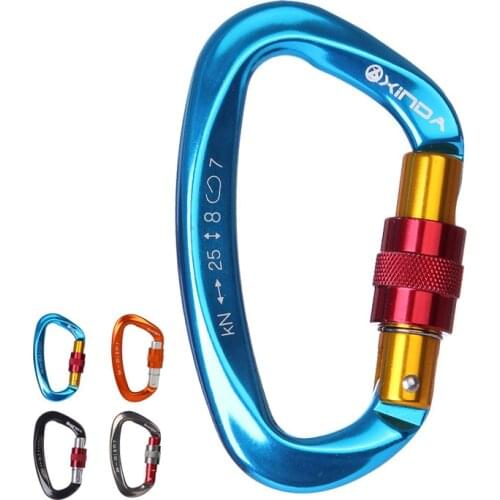 25KN Professional Climbing Carabiner D Shape Aviation Aluminum Safety Lock Outdoor Climbing Ascend Mountaineering Equipment