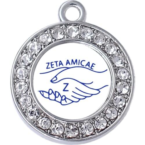 Clear transparent enamel metal ZETA AMICAE sticker charm Greek letter society sorority DIY jewelry pendant