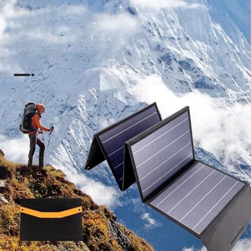 60/80/100W Foldable USB Solar Panel Charger Portable Outdoor Folding Solar Cells Charger 18V DC & 5V USB Output Devices