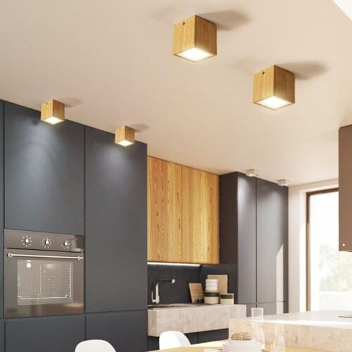 Modern LED Ceiling Light Fixtures for Living Room Bedroom Wood Round Square Lamp Home Decoration Indoor Lighting Fixture Design