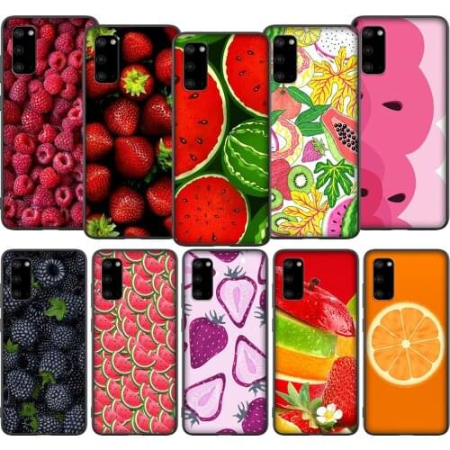 T75 Fruits Strawberry Watermelon Case for Samsung A01 A10 A11 A20 A20E A21 A30 A40 A41 A50 A51 A60 A70 A71 A81 A91 M10 M20 M30