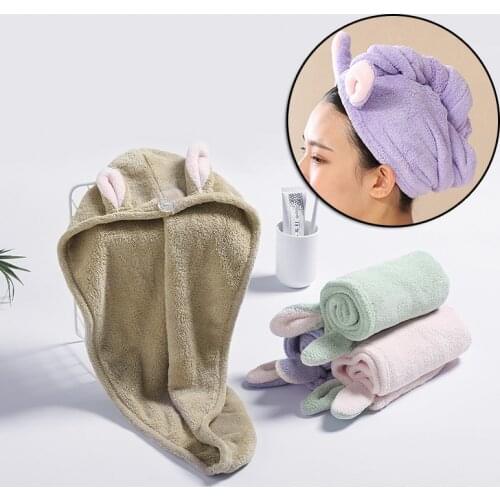 Cute Hair Drying Towel Ultra Absorbent Convenience Quick Dry Hair Turban Hair Towel Wrap for Women Wet Hair Home Textile Towel