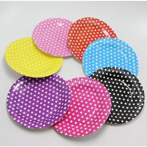 1bag 12 pieces 7'' Striped Polka Dot Chevron Paper Plates for Valentine Birthday Wedding Party Tableware Party Supplies CP061