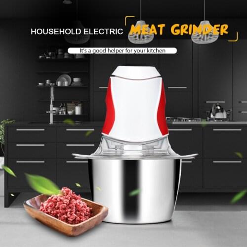 2L Powerful Meat Grinder Mixer Chopper Machine Multifunctional Household Electric Food Processor Stainless Steel Meat Blender