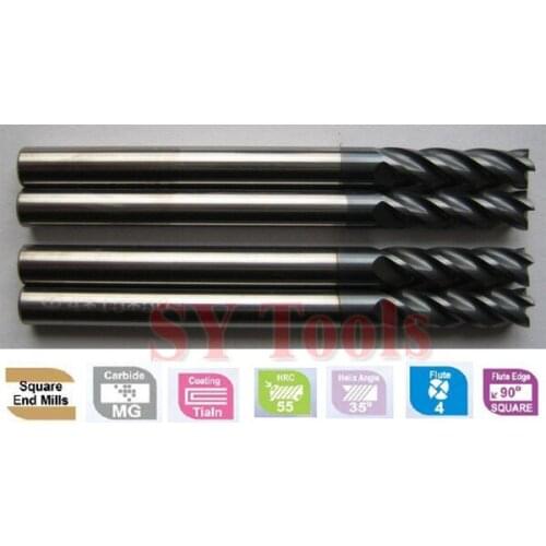 5pcs D4*11*D4*50 mm 4 Flutes Spiral Bit Milling Tools Carbide CNC Endmill Router bits hrc45