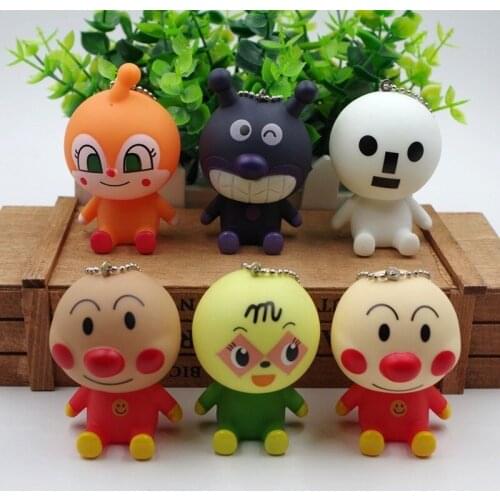 Bandai Anime Figure Npanman Baikinman Keychain Pendant Cake Decoration Ornaments Toys for Boy Girl Gift