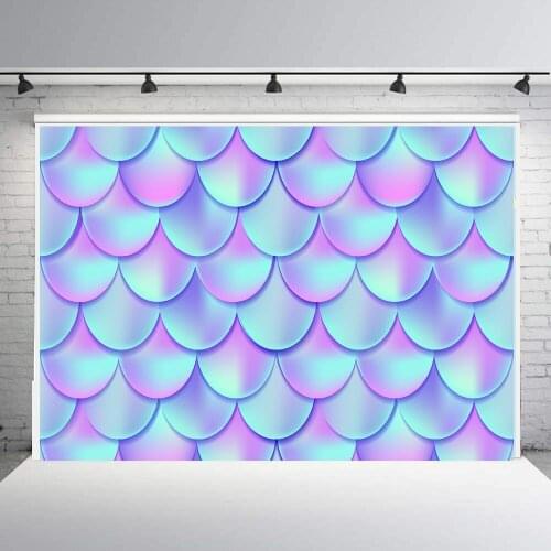 Purple Mermaid Fish scale background birthday party decoartion candy table dessert banner poster photography backdrop B-829