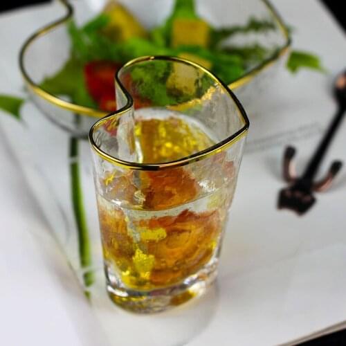 Lead-free crystal glass heart-shaped bowl series creative Phnom Penh salad bowl juice milk bowl plate cup Net red same