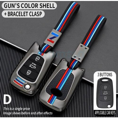 Zinc Alloy Car Key Case Cover Bag for Kia RIO K2 K3 K5 Ceed Cerato Sportage SOUL for Hyundai Verna I20 I30 3 Button Filp Key