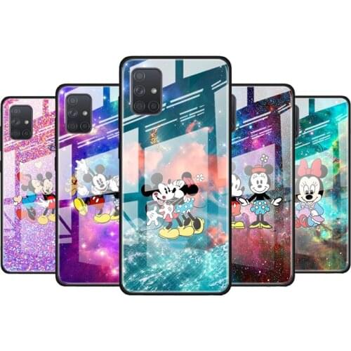 Mickey Minnie colorful for Samsung Galaxy S21 Ultra A71 A51 4G 5G A91 A81 A41 A31 A21 A11 A01 Tempered Glass Phone Case