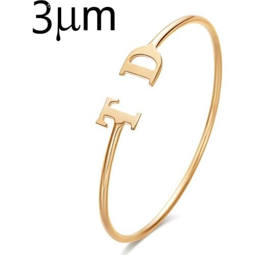 Duoying Initial Name Bracelets Bangle Simple Double Letters Bracelet forWomen Love BFF Anniversary Gifts Simple Jewelry Bracelet