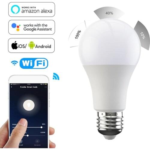 Fcmila 15W Smart Wifi Bulb Dimming LED E27 B22 WiFi Light Bulb 2000-7000K Cold&Warm Voice Control Work With Alexa Google Home