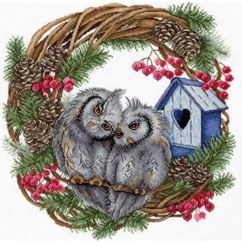 HB-712 Owl Couple 44-47 Counted Cross Stitch 11CT 14CT 18CT Cross Stitch Kits Embroidery Needlework Sets