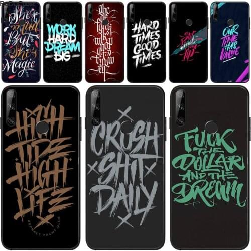 Artistic font text Phone Case For Huawei Y5 II Y6 II Y5 Y6 Y7Prime Y9 2018 2019 For honor 8 8X 9 9lite