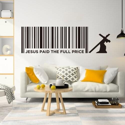 Jesus Paid The Full Price Barcode Wall Sticker Bible Verse Jesus Christ Lord Wall Decal Bedroom Kids Room Vinyl Home Decor
