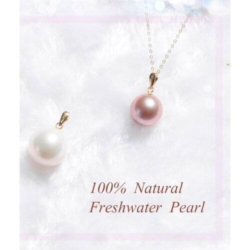 MADALENA SARARA AAA Freshwater Pearl Perfect round Pearl 9-10mm 18K Gold Chain Necklace