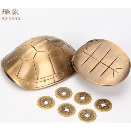 Copper Turtle Shell Props Liu Yao Turtle Shell Hexagram Zhouyi Fortune Divination Device Copper Money Hexagram Utensils Props