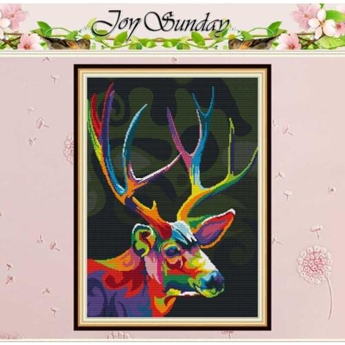 Colorful Deer Animals Counted Cross Stitch 11CT Printed 14CT Cross Stitch Sets Chinese Cross-stitch Kits Embroidery Needlework
