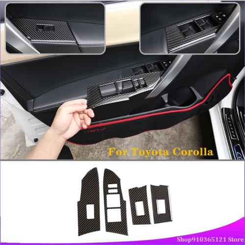 Car Glass Lift Switch Stickers For 2014-2018 Toyota Corolla Carbon Fiber Material (Soft) Car Interior Accessories