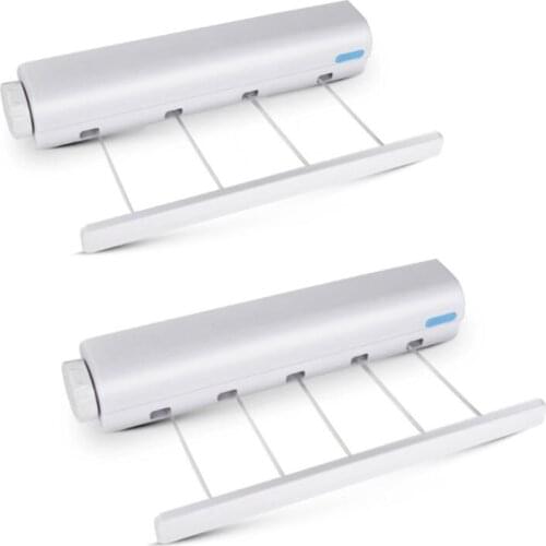 Wall Mounted 4/5 Clothes Line Retractable Laundry Hanger Indoor Outdoor Clothes Drying Rack Clothesline