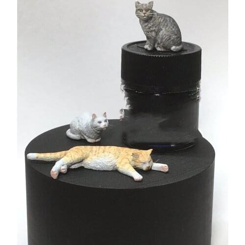 1/16 Scale Unpainted Resin Figure cats 3 PCS collection figure