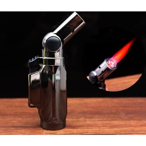 New Metal Flexible Spray Gun Lighter Red Flame Jet Lighter 4 Nozzles Kitchen Lighter Windproof Cigar Lighter Smoking Accessories