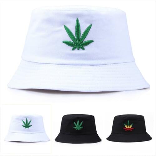Men Women Maple Leaf Bucket Hat Hip Hop Fisherman Panama Hats Embroidery Cotton Outdoor Summer Casual Swag Bob Visor Bucket Cap