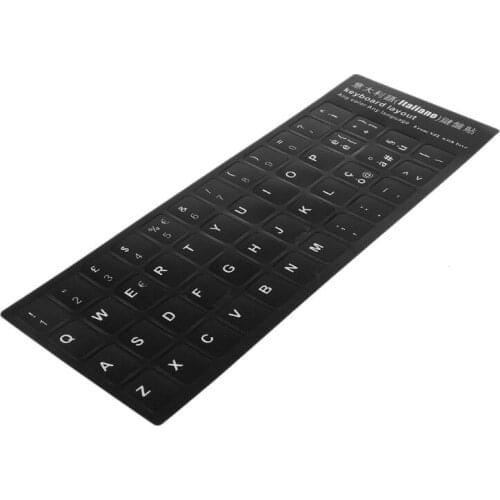Durable Russian/French/Spanish/Japanese/German/Arabic/Korean/Italian Keyboard Language Sticker Black Background with White for