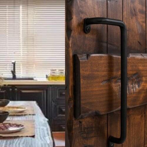 90 degree Industrial Vintage Angled Black Steel Left Right Direction Rotatable Flush Pull Barn Door Handle Tube Bar