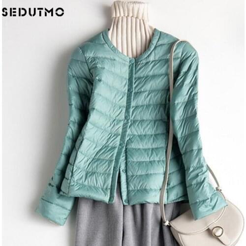 SEDUTMO Winter Plus Size 3XL Womens Down Jackets Ultra Light Duck Down Doat Slim Short Puffer Jacket Autumn Parkas ED001