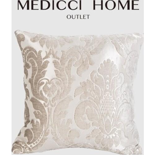 Medicci Home Luxury Floral Jacquard Throw Pillow Cover Satin Aesthetic European Style Cushion Case Decorative Pillowcase 45x45
