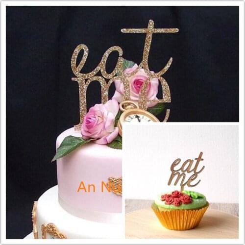 Mixed style 1 pcs'eat me' wedding Cake Topper and 24pcs'eat me' cupcake topper for cake Decoration with free shipping