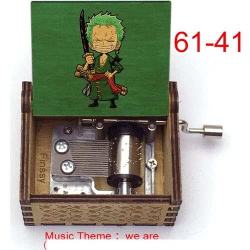 Antique Carved Wooden One Piece Luffy Roronoa Zoro Trafalgar Law Ace Print Music Box we are One Piece Music for Men