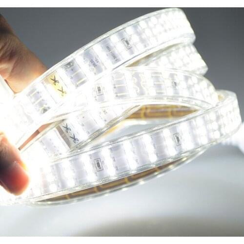 US 110V Three Row 2835 LED Strip Light Waterproof 264Leds/m Warm/White Home Decoration Lights 1m~50m