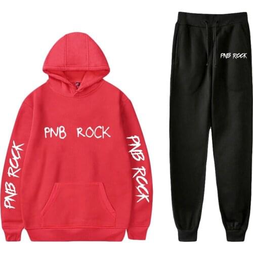 WAWNI Pnb Rock Hoodie Casual Sweatshirt 2 Piece Suit Unique Hoodie Pants Hip Hop Wtreetwear Suit Oversized Pullover Pants New