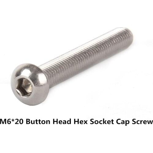 2021 Direct Selling Wood Screws 100pcs M6*20 Iso7380 Button Head Hex Socket Cap Screw, A2 Stainless Steel 304 Round Allen Bolt