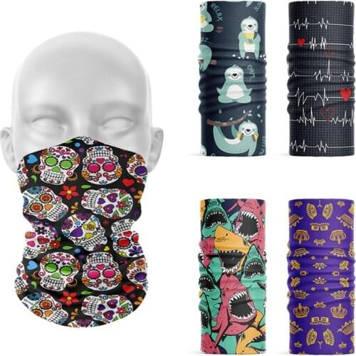 3D Women Summer Head Scarf Fun Skull Animal Shark Headband Outdoor Cycling Hiking Face Neck Scarf Mens Headwraps Cover Bandana