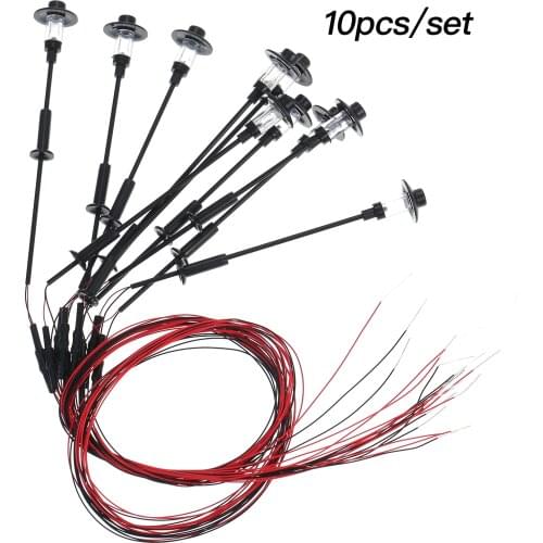 10pcs White Model Street Lights Railway Train Lamp Post Layout Decoration for Garden Yard Patio Tree Holiday FT12 Toys for KIds