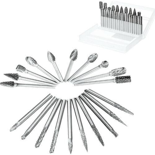 20pcs 3mm Shank Tungsten Carbide Steel Rotary Burr Die Grinder Bit Carving Set