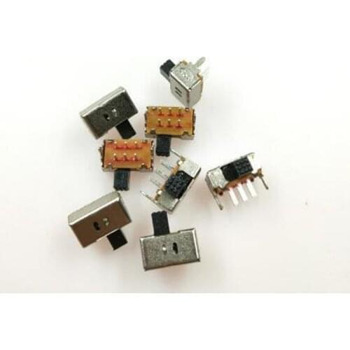 20pcs SK22D02 Handle length 5mm Toggle switch SK-22D02 6 pin 2P2T Horizontal double slide switch