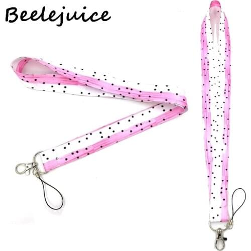 24pcs Pink Wave point Keychain Lanyards Id Badge Holder ID Card Pass Gym Mobile Phone Badge Holder Key Strap Webbings Ribbons