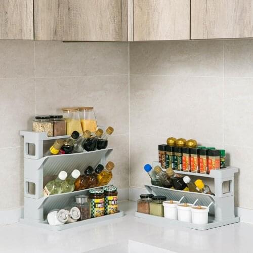 3/4 Layers Plastic kitchen Seasoning Rack Spice Finishing Storage Shelves Knife Holder Rack Kitchen Organizer