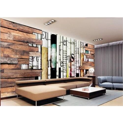 3d mural wallpaper Custom photo wallpaper 3D Eurpean newspaper retro wood backdrop Home Decoration
