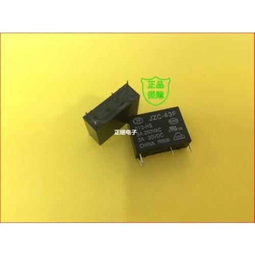 5pcs/lot Original relay JZC-43F-012-HS 4PIN normally open