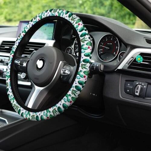 6PCS Cactus Car Accessories Steering Wheel Cover Anti-Slip Key Ring Decoration Set it is so bright, happy and warm